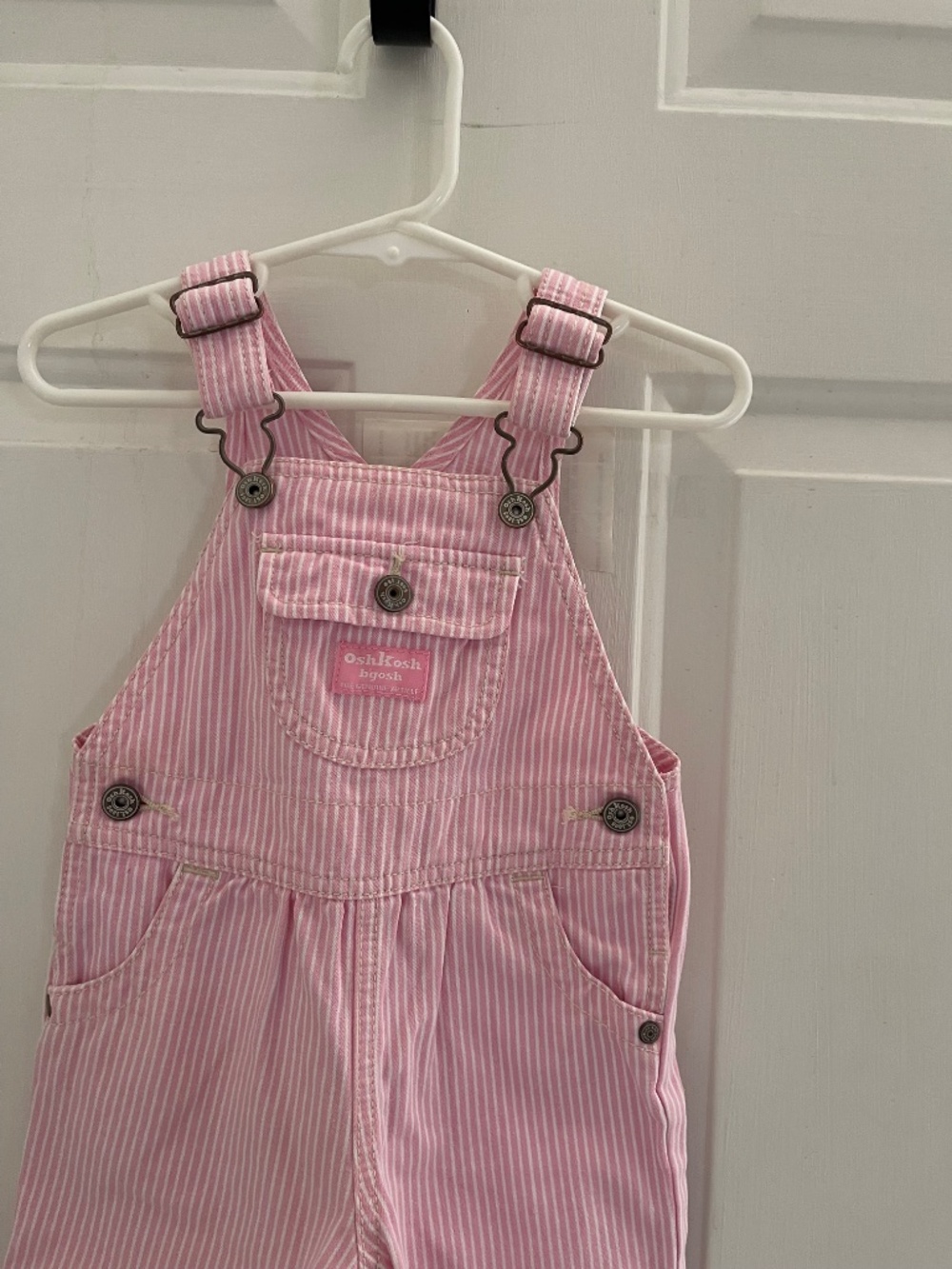 Vintage OshKosh B'gosh Pink Striped Vestbak Overalls 12 mo - Picture 11 of 11